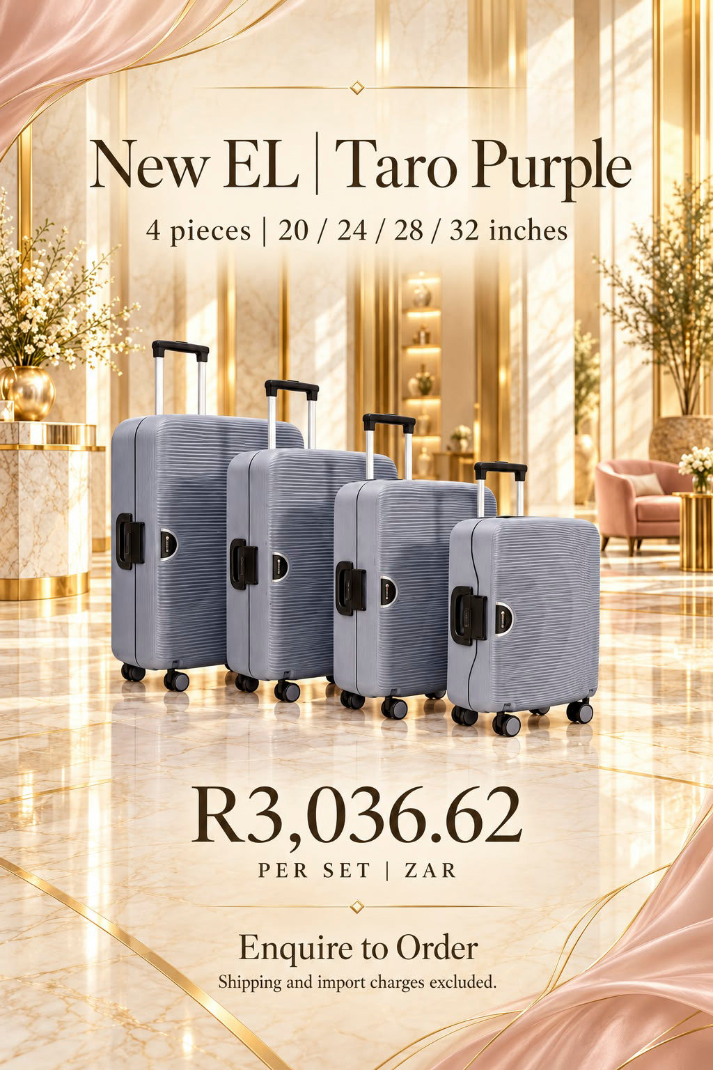 New EL Taro Purple 4-piece Luggage Set | 20, 24, 28 & 32 Inches