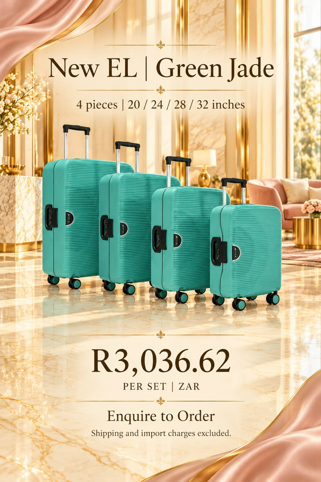 New EL Green Jade 4-piece Luggage Set | 20, 24, 28 & 32 Inches