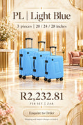 PL Light Blue 3-Piece Luggage Set | 20, 24 & 28 Inches