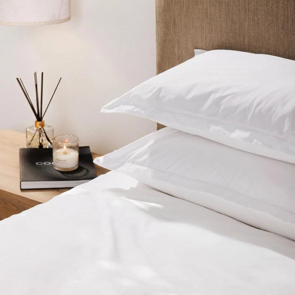 Whisper Soft 300 Thread Count Oxford Egyptian Cotton Percale Duvet Cover Set White